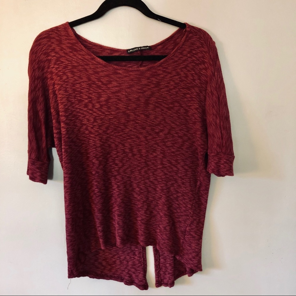 Harlowe & Graham Ribbed 3/4 Sleeve Top